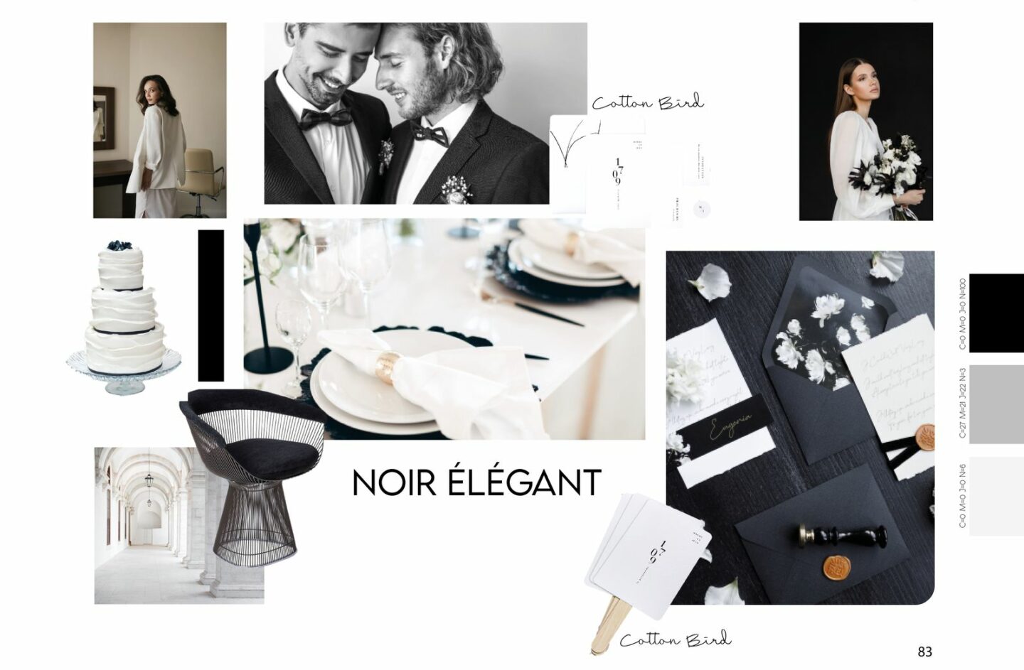 MOODBOARD DE MARIAGE NOIR ET BLANC - DECORATION DE TABLE ELEGANTE