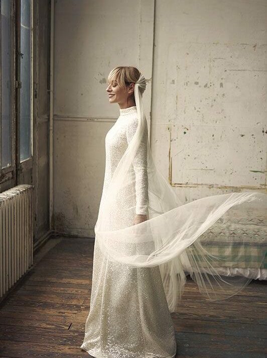 robe de mariée d'hiver à paillette Laure de Sagazan
