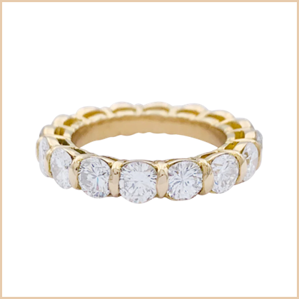 Alliance Mariage vintage en or jaune et diamants Miller