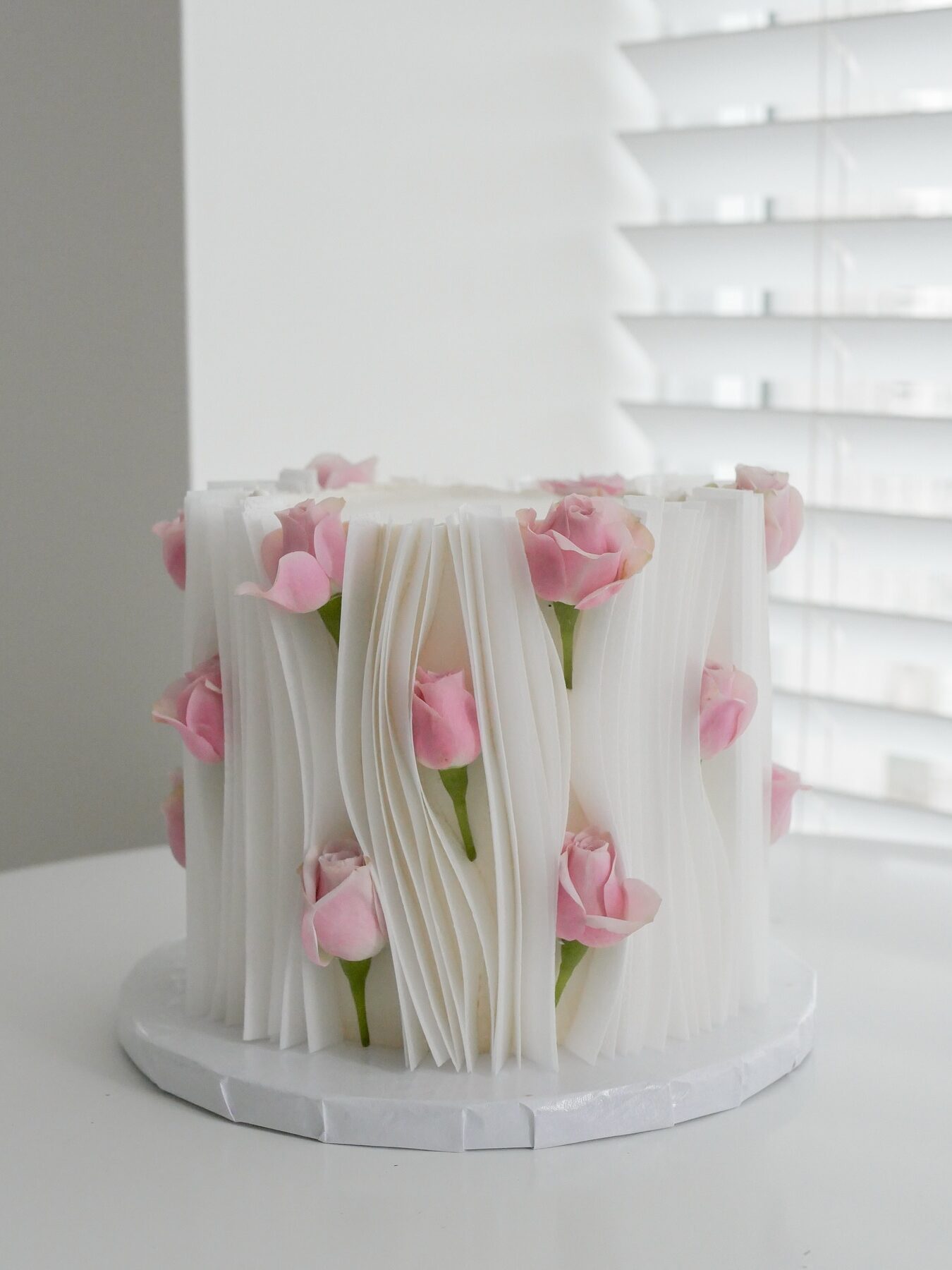 wafer paper wedding cake with flowers