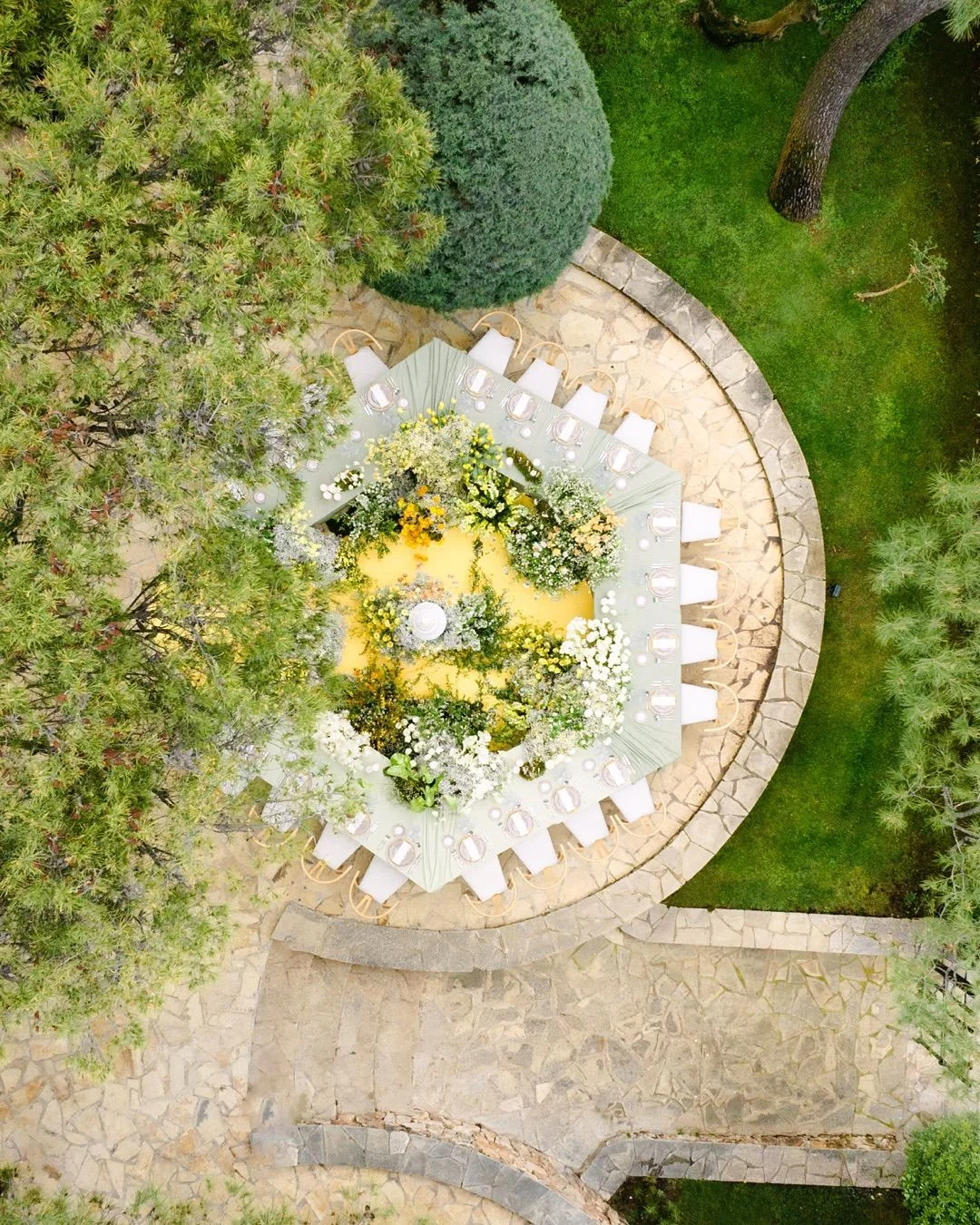 photo drone de table de mariage